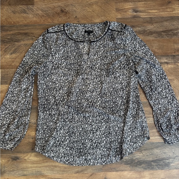 Talbots Black and White Long Sleeve Blouse - Picture 2 of 7
